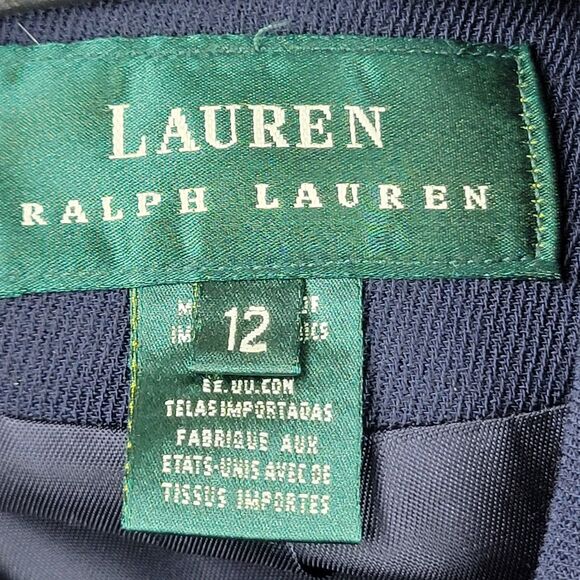 Lauren Ralph Lauren Size 12 Blue Double Breasted Cropped Blazer Nautical Peacoat - Picture 5 of 9